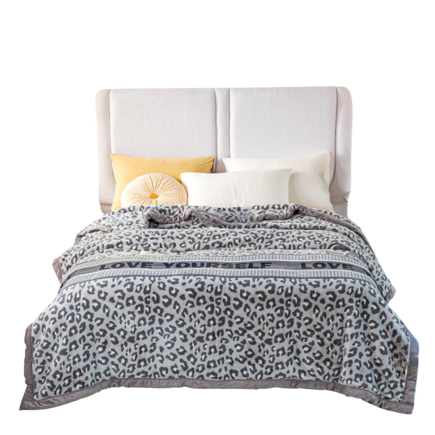 SilkenWarmth Raschel blanket, large floral motif in burgundy tones, laid flat